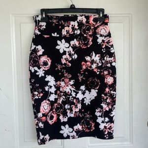 Ultra Flirt Black Floral Pencil Skirt